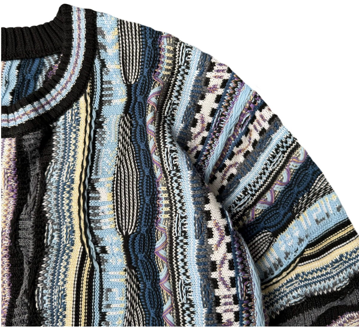 Vertical Stripe Patchwork Jacquard Crew Neck Sweater – Loose Unisex