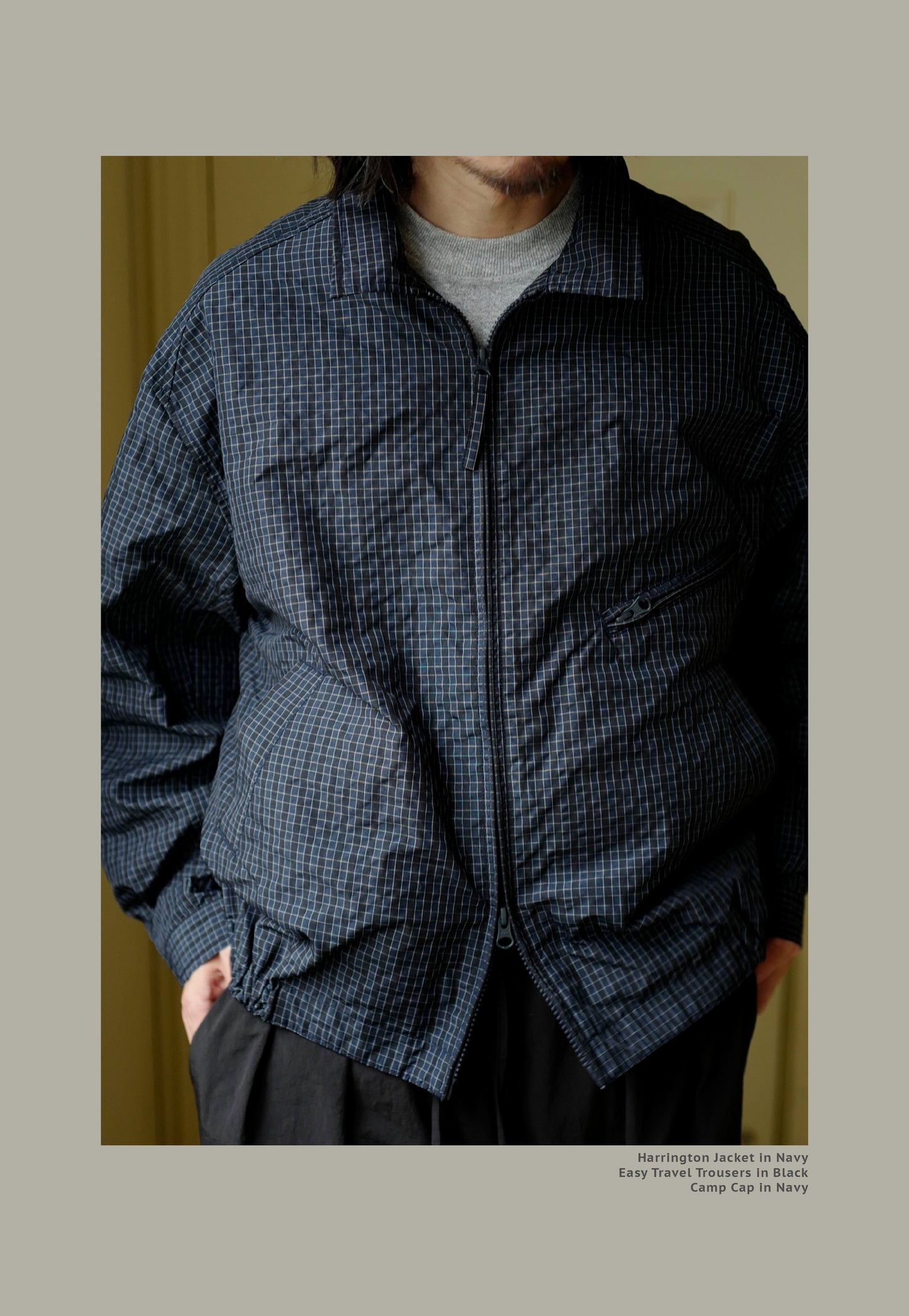 FW24 Vintage Harrington Jacquard Jacket - Yamalin Plaid Texture Memory Fabric Lapel Jacket