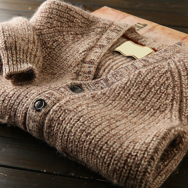 X06 Heavy all wool! Italian single foreign trade tail goods high-end men's autumn and winter knitted cardigan thickened sweater coat