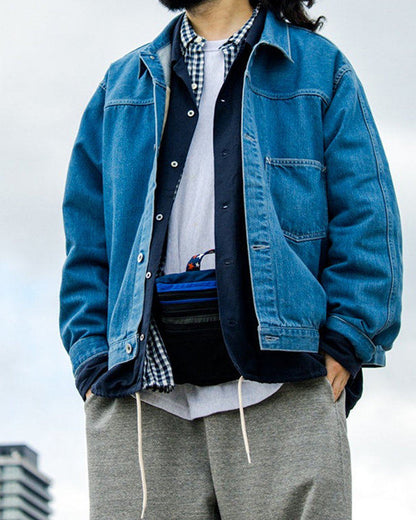 Single Pocket Short Denim Jacket – Loose Unisex Casual Streetwear