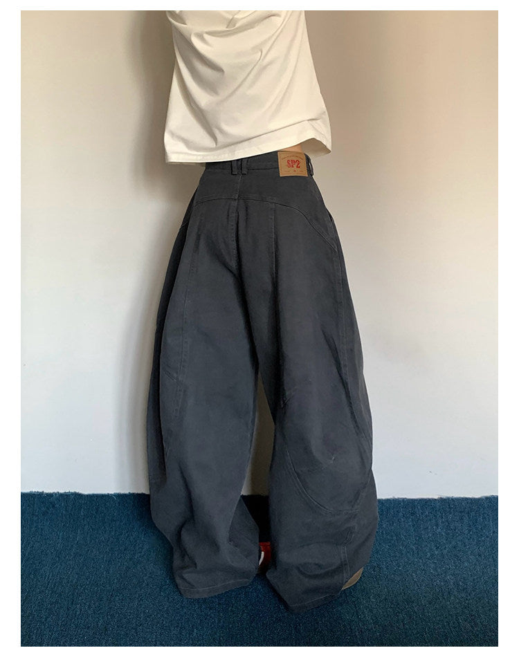 Washed Wide-Leg Cargo Pants – American Retro Unisex
