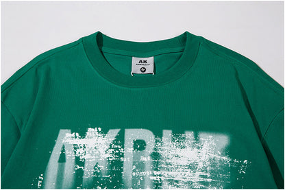 Abstract Letter Graffiti Short Sleeve T-Shirt – American Loose High Street Unisex