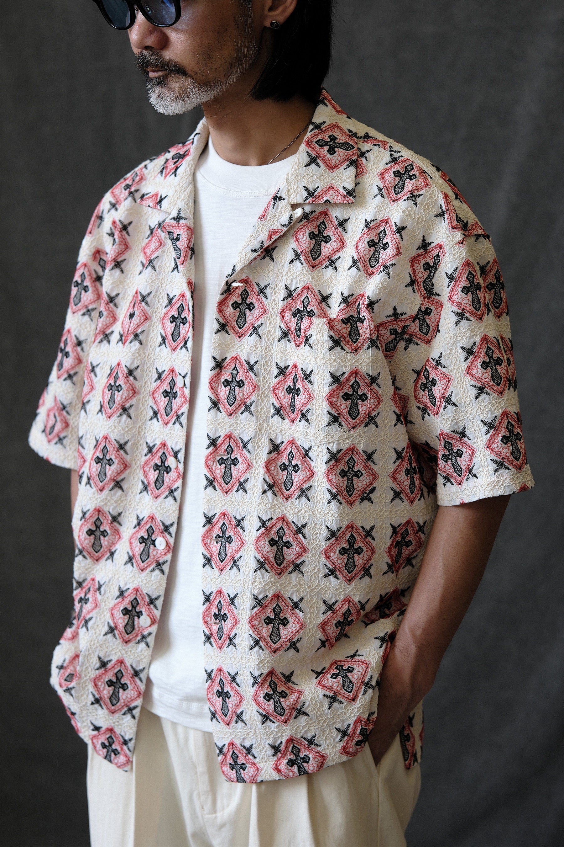 Vintage Kangzheng Labour Union Vintage 100 needle jacquard short sleeves Hawaiian Cuban lining LU958 – Japanese vintage | yamalin clothes | Yamalinclothes