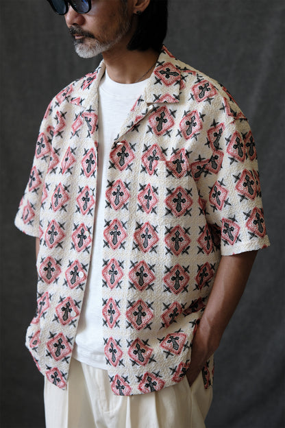 Vintage Kangzheng Labour Union Vintage 100 needle jacquard short sleeves Hawaiian Cuban lining LU958 – Japanese vintage | yamalin clothes | Yamalinclothes