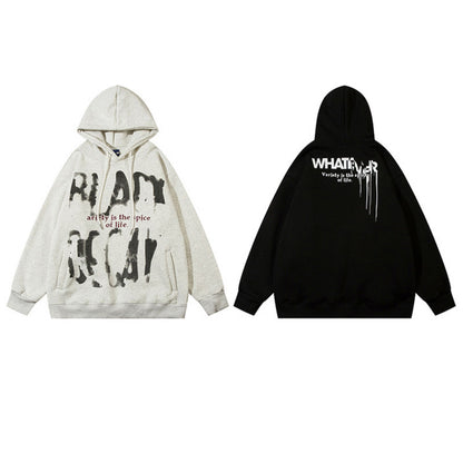 Fuzzy Letter Print Fleece Hoodie – Heavy Oversized Unisex