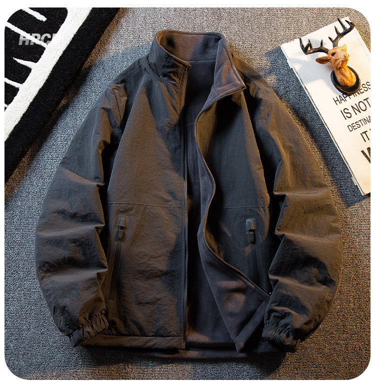 Fleece Thickened Reversible Stand Collar Jacket – Warm Unisex Autumn Winter