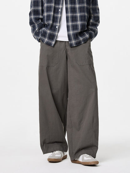 Cotton Work Pants – Elastic Waist & Wide Straight Leg | Yamalinclothes
