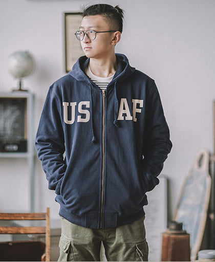 Heavy Zip Hoodie – American Retro Military Print Workwear Thickened Unisex – hoodie | japanese streetwear | vintage workwear | unisex | Yamalinclothes