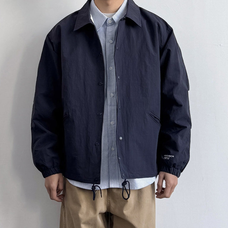 Japanese Retro Lapel Coach Cargo Jacket – Loose Fit Solid Color Men’s Spring Autumn – Japanese vintage | yamalin clothes | Yamalinclothes