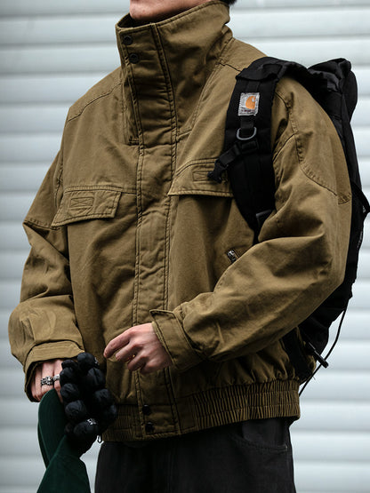 Washed Cargo Flight Jacket – Vintage Drop-Shoulder Oversized Unisex