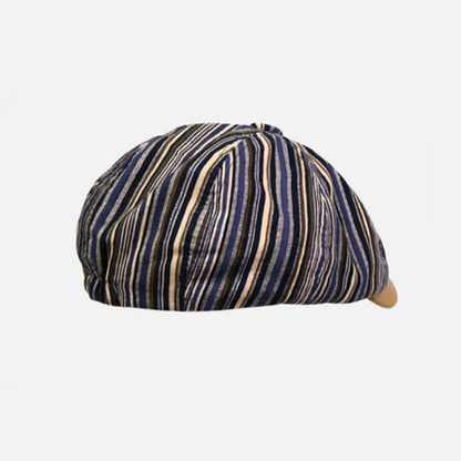 British Striped Reversible Newsboy Beret – Unisex Vintage Octagonal Flat Cap