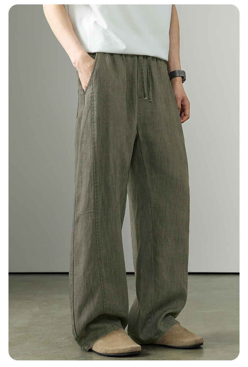 Premium Tencel Linen Wide Leg Pants – Loose Straight Lyocell Breathable Summer Slacks for Men | Japanese vintage | yamalin clothes | Yamalinclothes