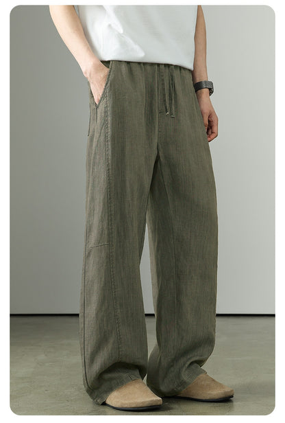 Premium Tencel Linen Wide Leg Pants – Loose Straight Lyocell Breathable Summer Slacks for Men | Japanese vintage | yamalin clothes | Yamalinclothes
