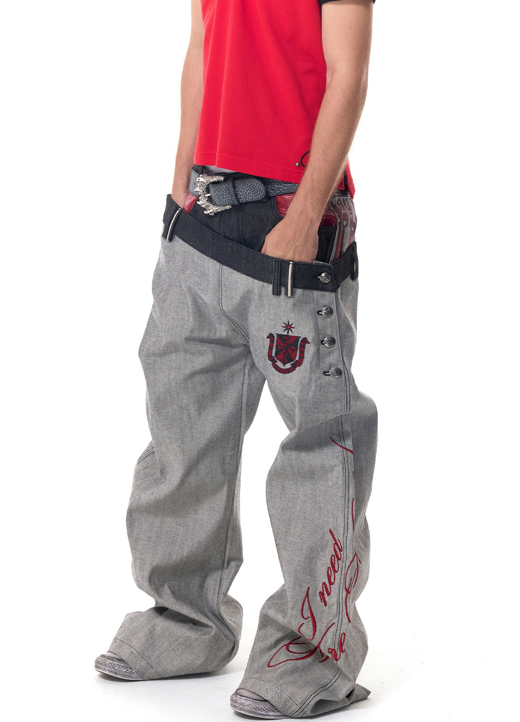Wide-Leg Jeans – Asymmetric Double Waist
