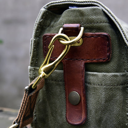 Vintage Washed Canvas Messenger Bag – Military Workwear Crossbody Satchel | Japanese vintage | yamalin clothes | Yamalinclothes