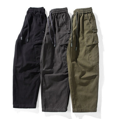 Cotton Cargo Pants – Washed Twill & Drawstring Waist