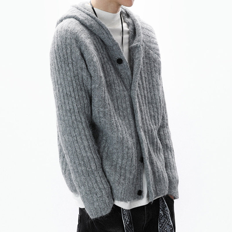 American Vintage Striped Hoodie Cardigan – Chunky Knit Men – Japanese vintage | yamalin clothes | Yamalinclothes