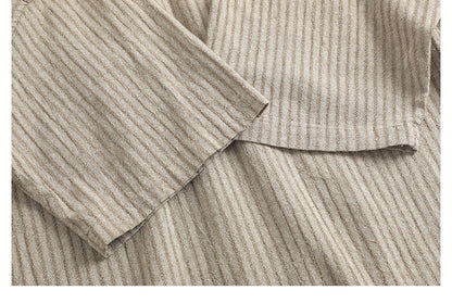 Japanese Vintage Striped Polo Shirt – Loose Fit Old Money Short Sleeve for Men – Japanese vintage | yamalin clothes | Yamalinclothes