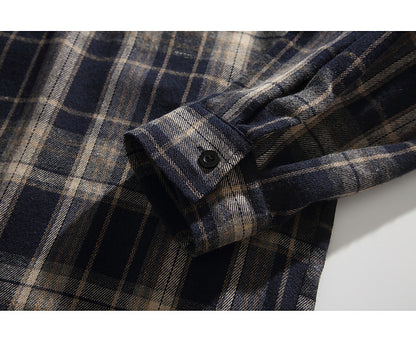 Retro American Check Long Sleeve Shirt – Loose Unisex Casual Overshirt