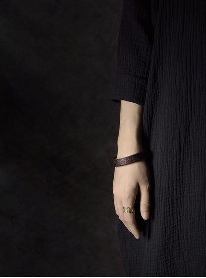Ebony Wood Open Bangle – Handmade Ethnic Vintage Brass Bracelet Unisex