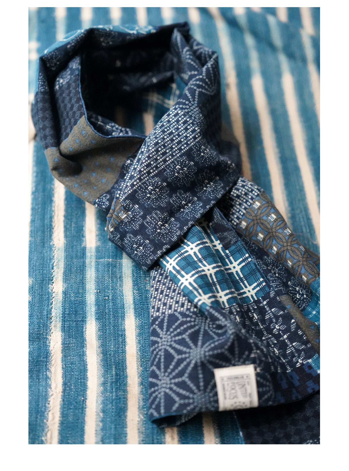 Japanese Paisley Patchwork Scarf – Cotton Linen Double-Layer Wrap