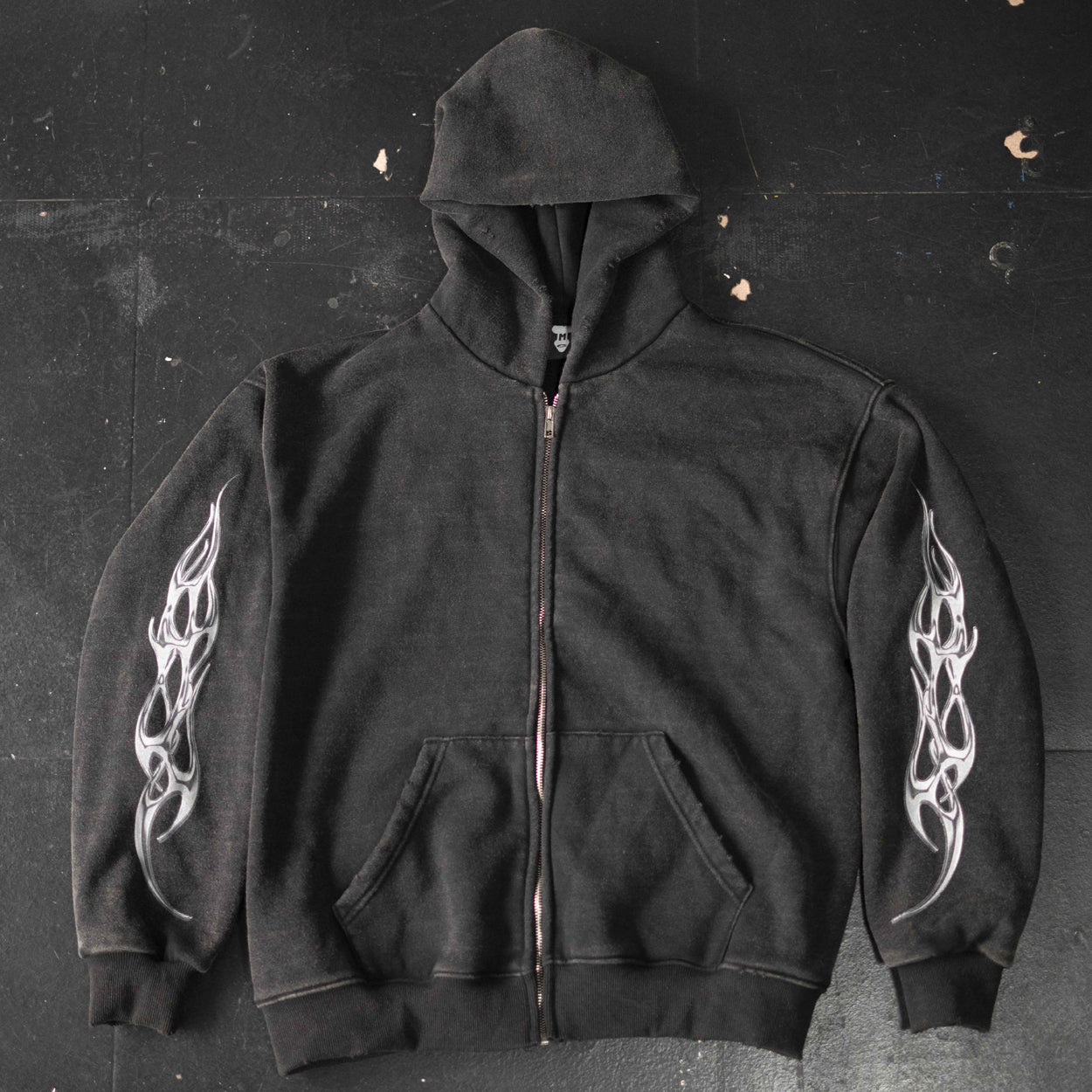 Washed Distressed Cropped Hoodie – Oversized Hip Hop Streetwear Sweatshirt