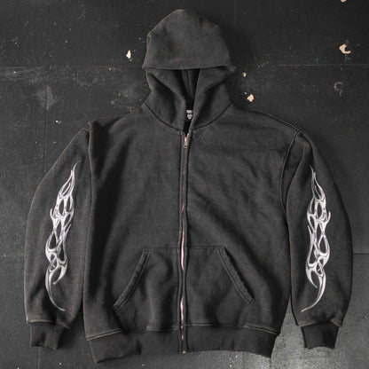Washed Distressed Cropped Hoodie – Oversized Hip Hop Streetwear Sweatshirt