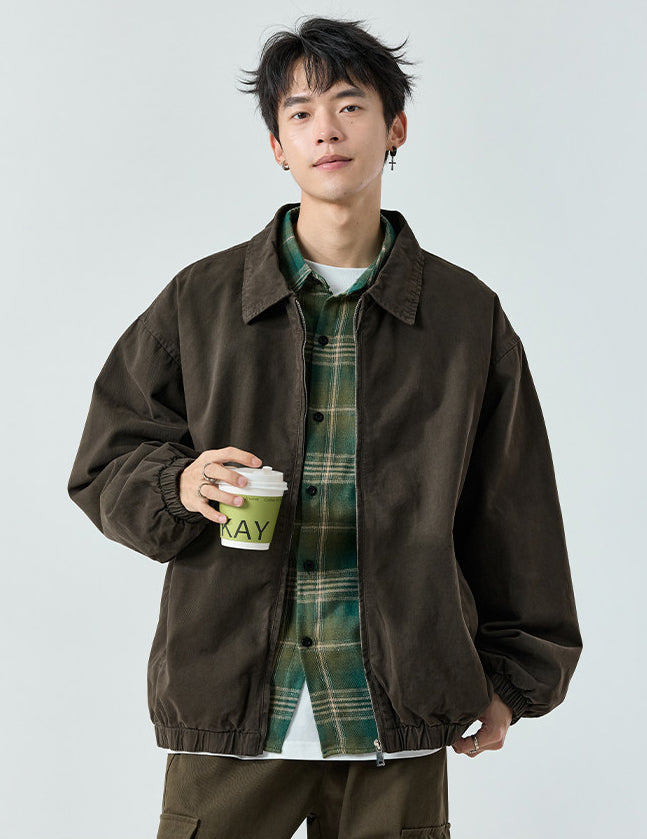 Zip-Front Jacket – Point Collar & Relaxed Fit | Yamalinclothes