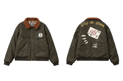 American Vintage Embroidery Cotton Jacket – Lambswool Men – Japanese vintage | yamalin clothes | Yamalinclothes