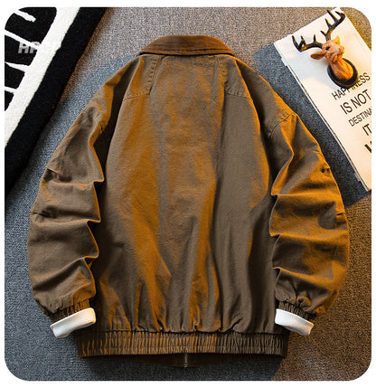 Vintage Washed Detroit Shooting Jacket – Pure Cotton Unisex Spring Autumn