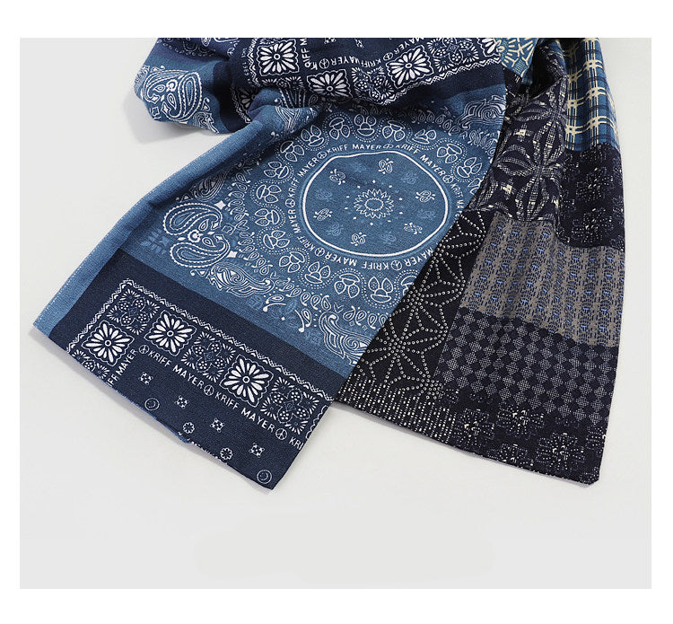 Ethnic Paisley Cotton Scarf – Vintage Patchwork Print Unisex Autumn Winter Wrap
