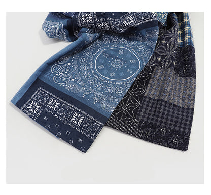 Ethnic Paisley Cotton Scarf – Vintage Patchwork Print Unisex Autumn Winter Wrap
