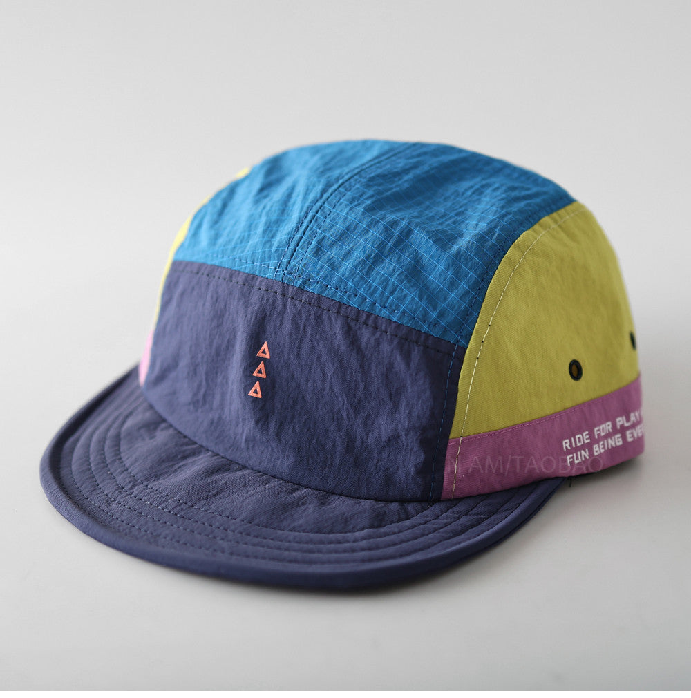 Quick-Dry Color-Block Short Brim Cap – Letter Print Sporty Unisex – cap | japanese streetwear | vintage workwear | unisex | Yamalinclothes