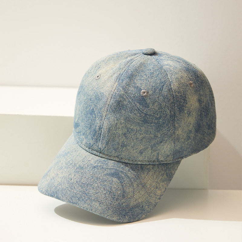 Blue washed denim baseball hat women's spring and summer street outing, versatile sunscreen shade cap, small face – cap | japanese streetwear | vintage workwear | unisex | Yamalinclothes