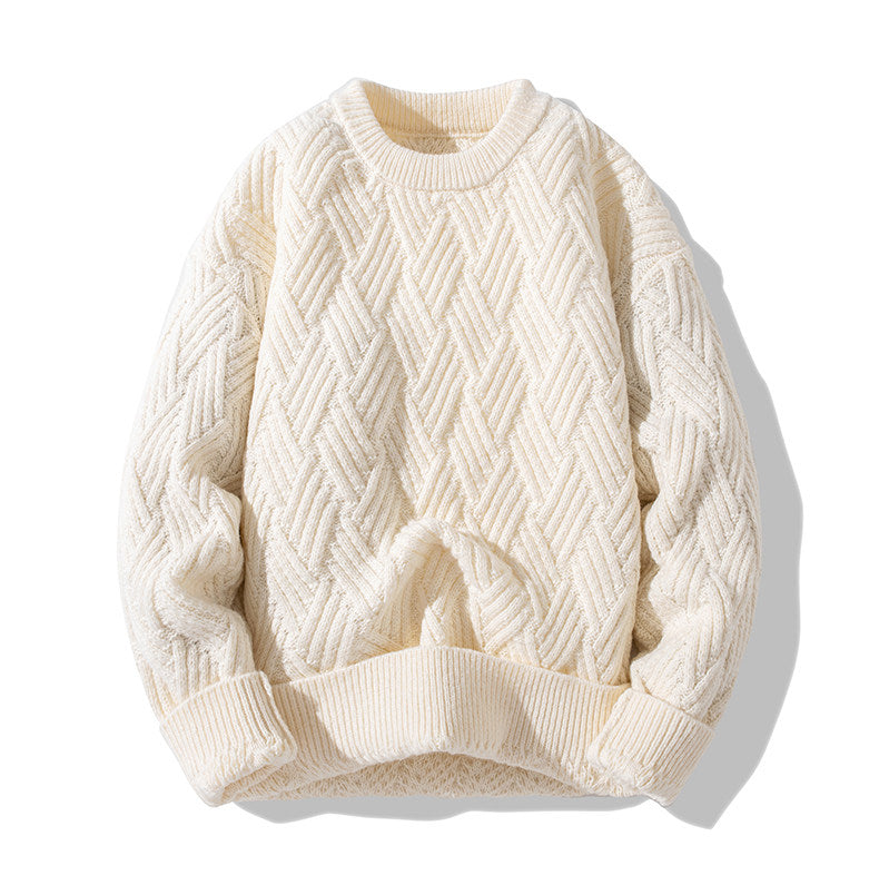 Chunky Twist Knit Sweater – Fleece-Lined Thickened Pullover Unisex Winter Knitwear – Japanese vintage | yamalin clothes | Yamalinclothes