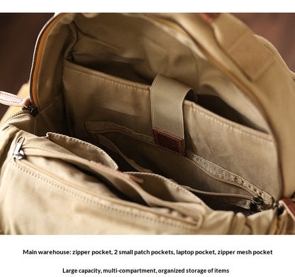 Japanese Canvas Leather Trim Backpack – Large Capacity Laptop Travel Bag – Japanese vintage | yamalin clothes | Yamalinclothes