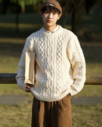 Japanese Jacquard Knit Sweater – Vintage Braided Unisex – Japanese vintage | yamalin clothes | Yamalinclothes