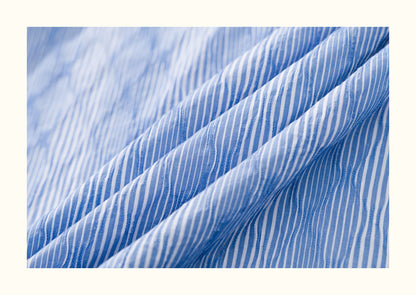 Diamond Texture Striped Short Sleeve Shirt – Loose Unisex Casual Summer