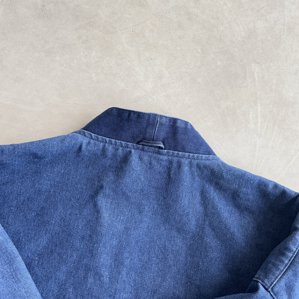 {{ Vintage Patchwork Distressed Denim Jacket – Oversized Washed Workwear Coat for Men – Japanese vintage | yamalin clothes | Yamalinclothes }}