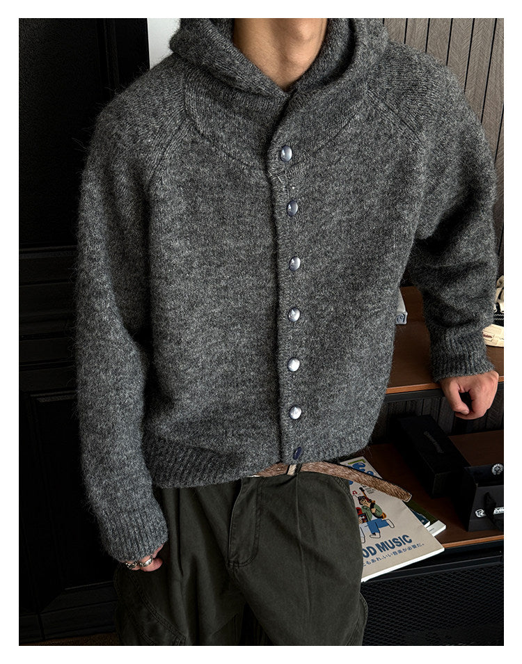 Heavyweight Hooded Knit Sweater – Wool Blend Unisex Cropped