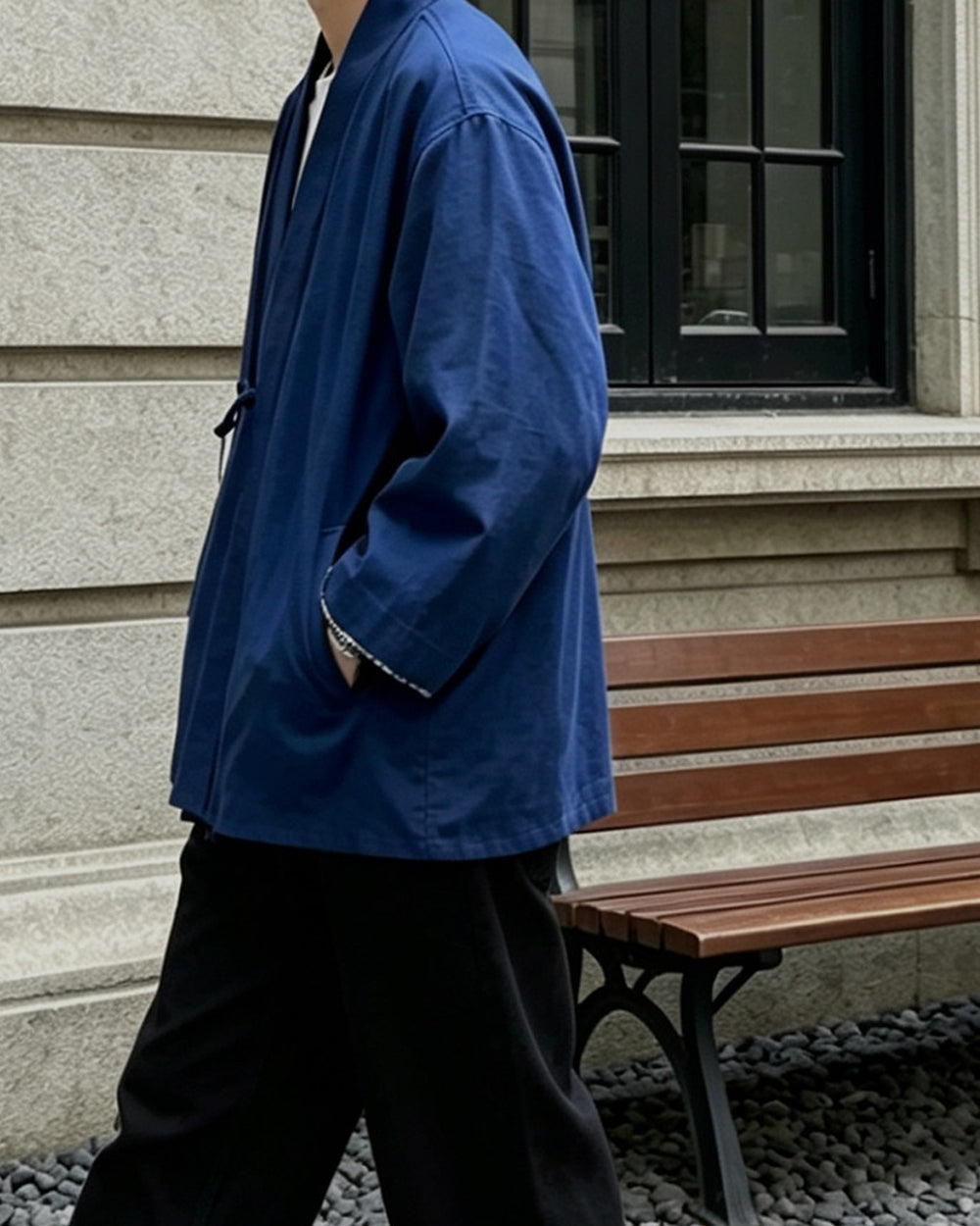 Indigo Dyed Loose Robe Jacket – Japanese Artisan Three-Quarter Sleeve Cardigan