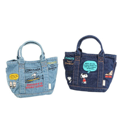 Denim Canvas Embroidery Tote Bag – Cute Cartoon Portable Handbag