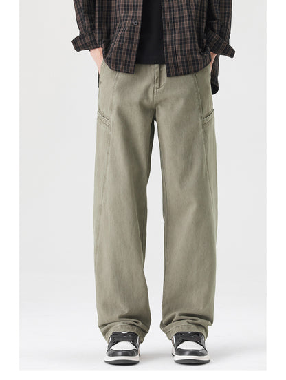 Spring New Cotton Japanese Ami Clicker Straight Cargo Pants Men's Trendy Wide-Leg Slacks | Japanese vintage | yamalin clothes | Yamalinclothes