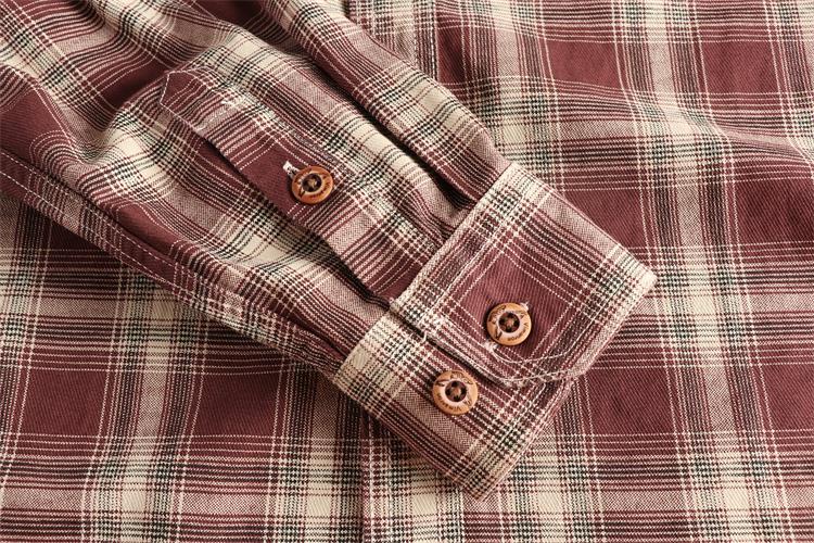 Japanese Plaid Workwear Shirt – Men's Washed Cotton Large Pocket Long-Sleeve