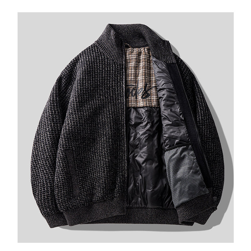 90% Duck Down Check Knit Puffer Jacket – Men's Oversized Winter Coat – Japanese vintage | yamalin clothes | Yamalinclothes