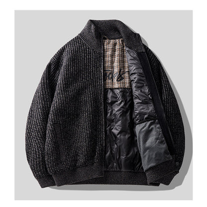 90% Duck Down Check Knit Puffer Jacket – Men's Oversized Winter Coat – Japanese vintage | yamalin clothes | Yamalinclothes
