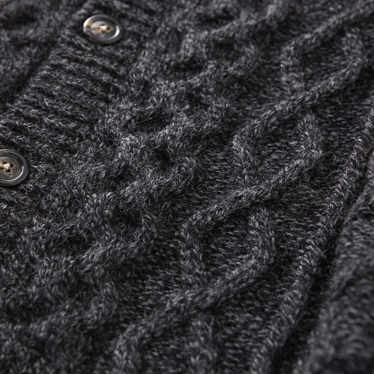 80% Wool Cable Knit Cardigan – Men's Stand Collar Raglan Sleeve Sweater