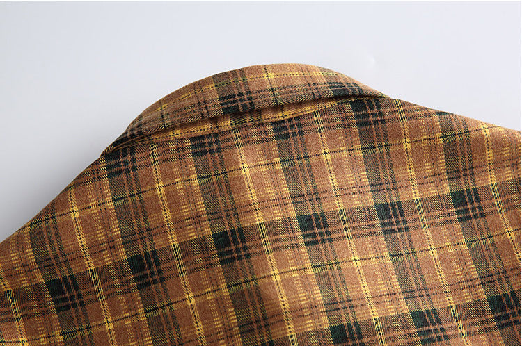 Japanese Vintage Contrast Plaid Long Sleeve Shirt – Loose Unisex Casual