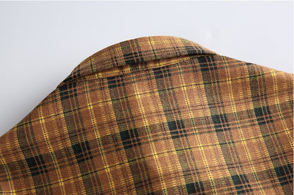 Japanese Vintage Contrast Plaid Long Sleeve Shirt – Loose Unisex Casual
