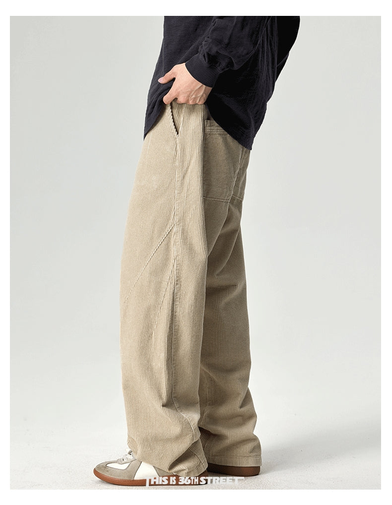 Japanese Heavy Corduroy Wide Leg Pants – Loose Straight Washed Slacks for Men | Japanese vintage | yamalin clothes | Yamalinclothes
